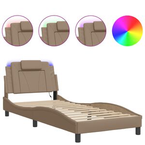 vidaXL Bedframe "Viana" met LED zonder matras cappuccino 90x200 cm