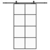 vidaXL Schuifdeur met beslagset 102,5x205 cm ESG glas zwart