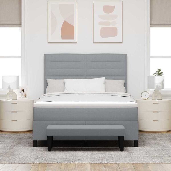 vidaXL Boxspringbed met matras Lichtgrijs 160 x 200 cm Stof