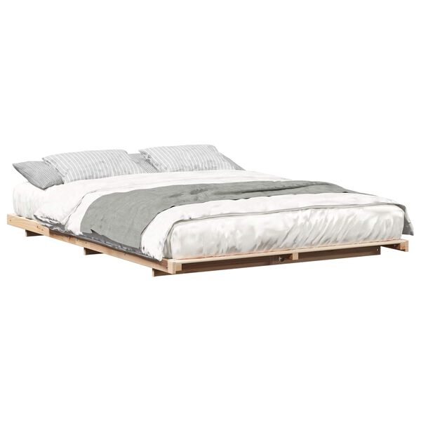 vidaXL Bedframe Bruin 140 x 200 cm Massief grenenhout