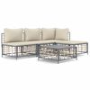 vidaXL 5-delige Loungeset met kussens poly rattan antracietkleurig