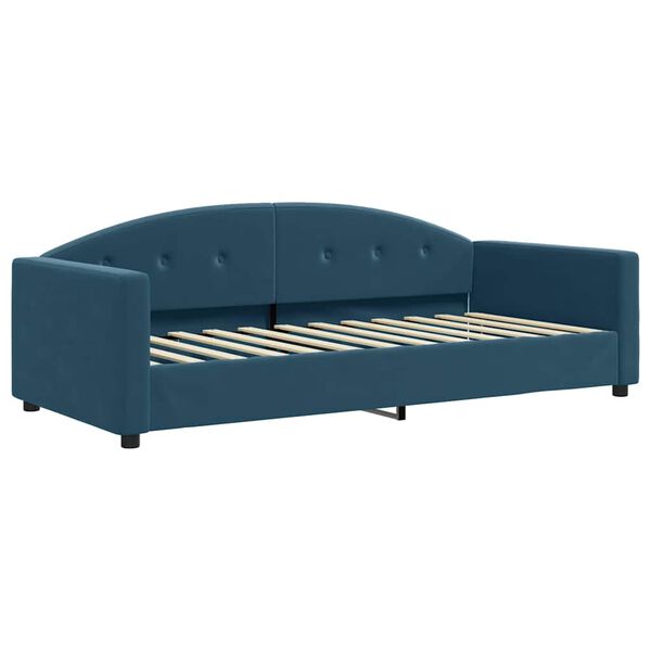 vidaXL Slaapbank met onderschuifbed en lades 90x200 cm fluweel blauw