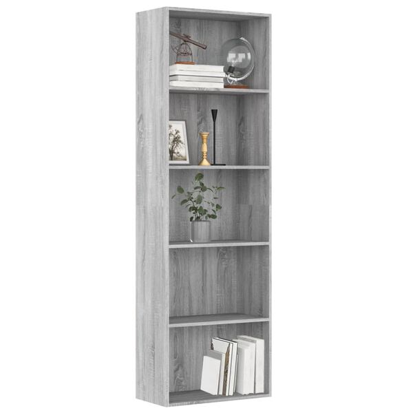 vidaXL Boekenkast 60x30x189 cm bewerkt hout grijs sonoma eikenkleurig