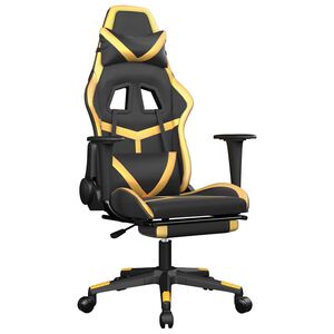 vidaXL Massage gamestoel met voetensteun kunstleer zwart & goudkleurig