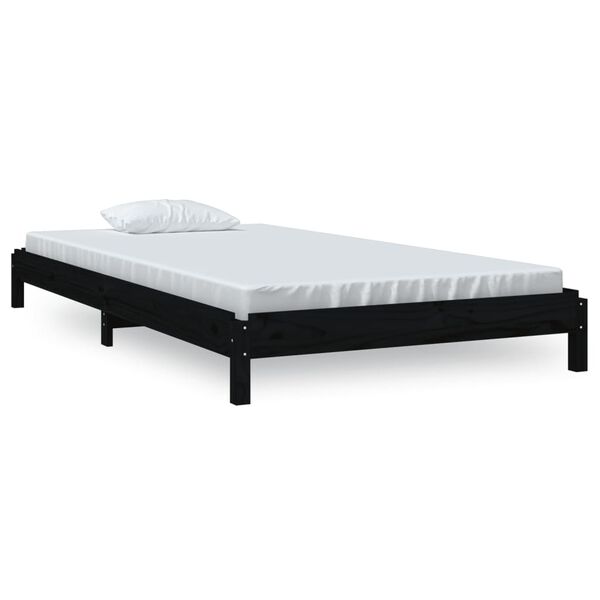 vidaXL Bed stapelbaar 80x200 cm massief grenenhout zwart