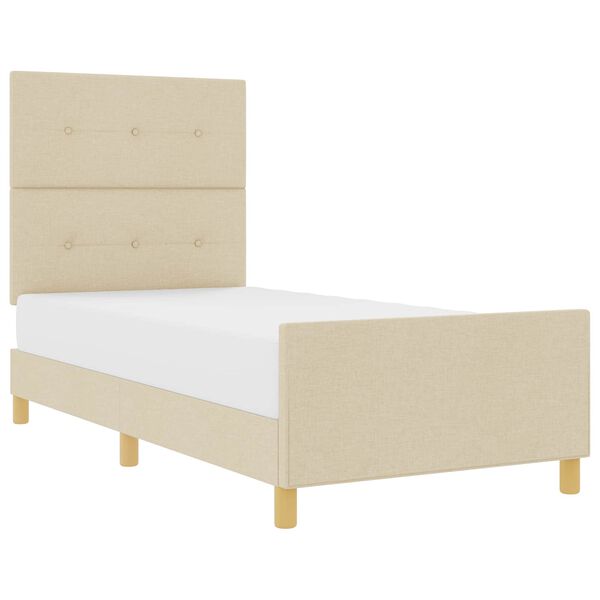 vidaXL Bedframe met hoofdeinde Cr&egrave;me 100 x 200 cm Stof