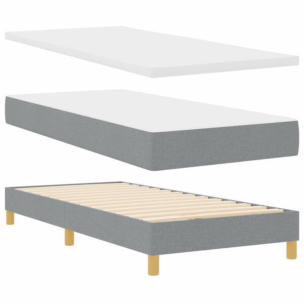 vidaXL Boxspringbed met matras Lichtgrijs 90 x 190 cm Stof