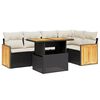 vidaXL 6-delige Loungeset met kussens poly rattan zwart