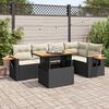 vidaXL 6-delige Loungeset met kussens poly rattan acacia zwart