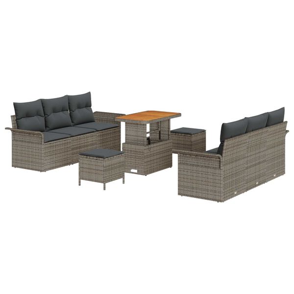 vidaXL Tuin Sofa Set met kussen met opslag met kussen 9 pcs Grijs