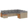 vidaXL 10-delige Loungeset met kussens poly rattan beige
