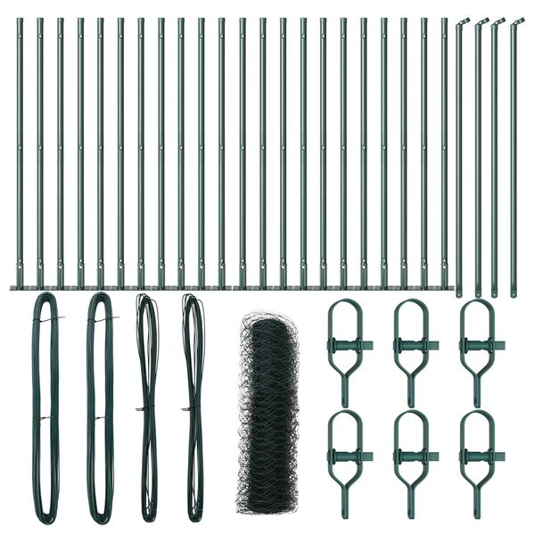 vidaXL Afrasteringspaal Groen 50 x 0,8 m (36 mm gaas) Staal en PVC