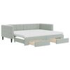 vidaXL Slaapbank onderschuifbed en lades 90x200 cm fluweel lichtgrijs