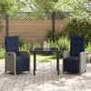 vidaXL Tuin eettafelset met kussen 3 pcs Grijs poly rattan