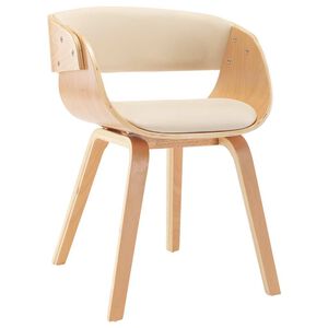 vidaXL Eetkamerstoel gebogen hout en kunstleer cr&egrave;mekleurig