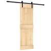 vidaXL Schuifdeur Naturel en Zwart 70 x 210 cm Massief Grenenhout