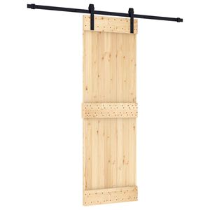 vidaXL Schuifdeur Naturel en Zwart 70 x 210 cm Massief Grenenhout