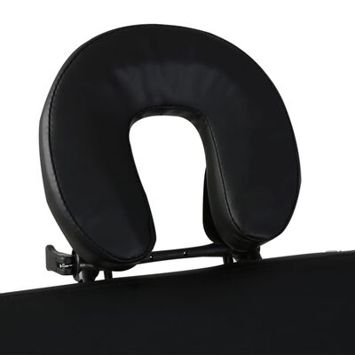vidaXL Inklapbare massagetafel 3 zones met houten frame (zwart)