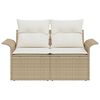 vidaXL Tuinbank met kussen Beige 141 x 62 x 69cm poly rattan