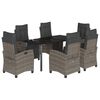vidaXL 7-delige Tuinset met kussens poly rattan grijs