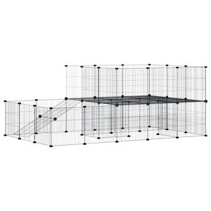 vidaXL Huisdierenkooi met deur 44 panelen 175x105x70 cm staal zwart