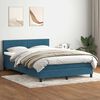 vidaXL Boxspring met matras fluweel donkerblauw 140x210 cm