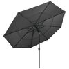 vidaXL Parasol 3-laags met aluminium paal 3,5 m antracietkleurig
