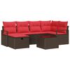 vidaXL Bankstel 7 st 6-Aantal zitplaatsen Bruin en Rood poly rattan