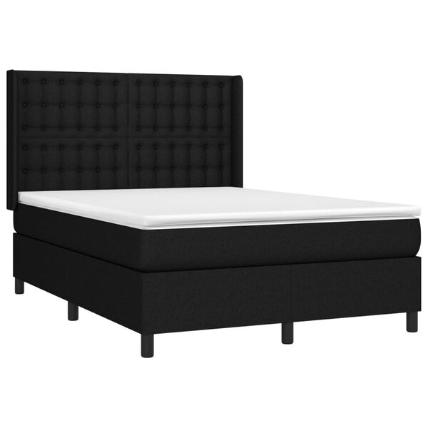vidaXL Boxspring met matras en LED stof zwart 140x190 cm