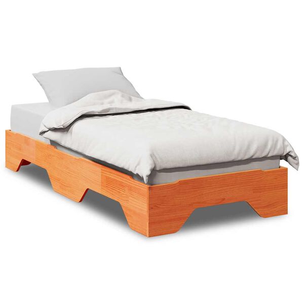 vidaXL Bedframe zonder matras stapelbaar wasbruin 90x190 cm hout