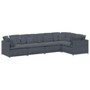 vidaXL Modulaire bank met kussens fluweel donkergrijs
