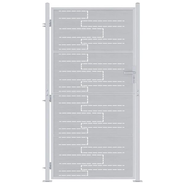 vidaXL Tuinpoort met slot Zilver 96 x 200 cm Roestvrij staal