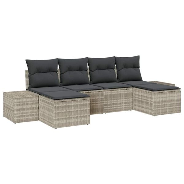 vidaXL Tuin Sofa Set met kussen 4 pcs Lichtgrijs poly rattan