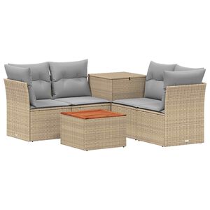 vidaXL Bankstel 6 st Beige en Licht Grijs Poly Rattan en Staal