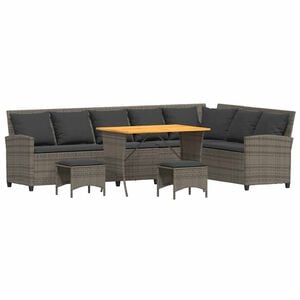 vidaXL 4-delige Tuinbankstel met kussens L-vormig poly rattan grijs