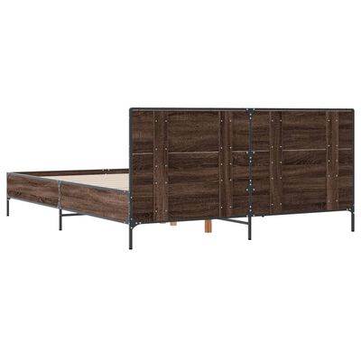 vidaXL Bedframe bewerkt hout metaal bruin eikenkleur 120x200 cm