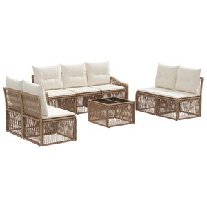 vidaXL Tuinbankenset 8 pcs Beige poly rattan