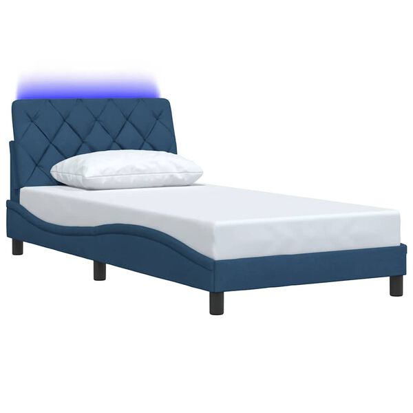 vidaXL Bedframe met LED zonder matras 100x200 cm stof blauw