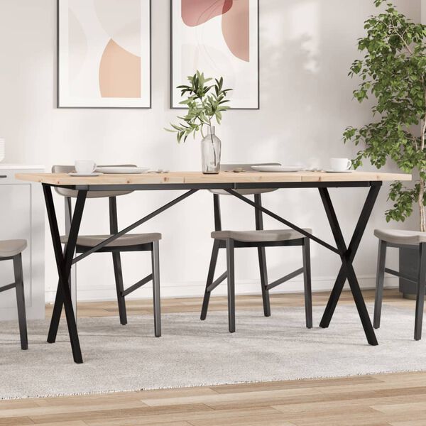 vidaXL Eettafel X-frame 160x80x75,5 cm massief grenenhout en staal