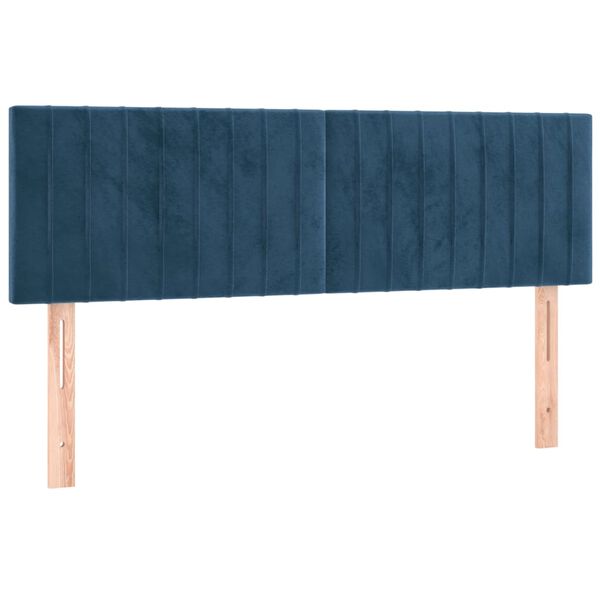 vidaXL Hoofdbord LED 144x5x78/88 cm fluweel donkerblauw