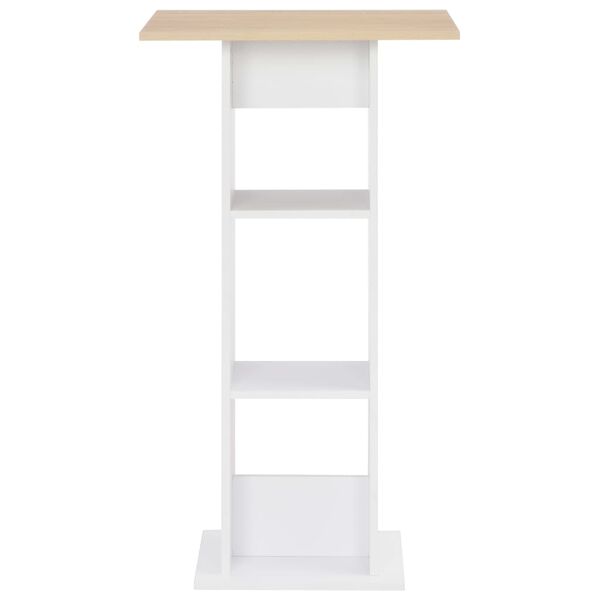 vidaXL Bartafel 60x60x110 cm wit en sonoma eikenkleurig