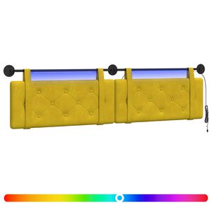 vidaXL Hangend hoofdbord Met LED-verlichting Geel Fluweel