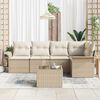 vidaXL Tuin Sofa Set met kussen met opslag 6 pcs Beige Poly riet