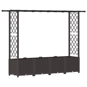vidaXL Verhoogd Bed met Trellis en Dak Bruin 203 x 40 x 136 cm PP