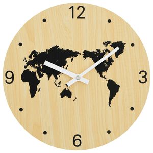 vidaXL Wandklok &Oslash;30 cm bewerkt hout geel en zwart