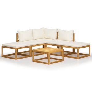 vidaXL 6-delige Loungeset met kussens massief acaciahout