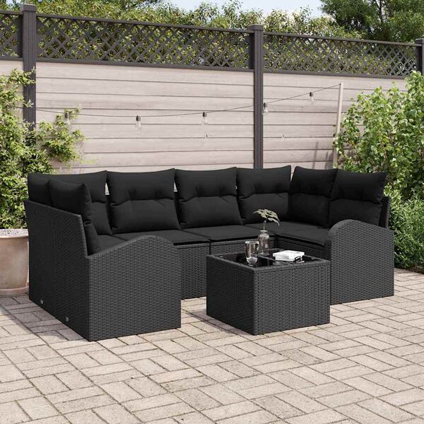 vidaXL Tuin Sofa Set Zwart 55 x 55 x 37 cm poly rattan