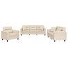 vidaXL 3-delige Loungeset met kussens microvezelstof beige