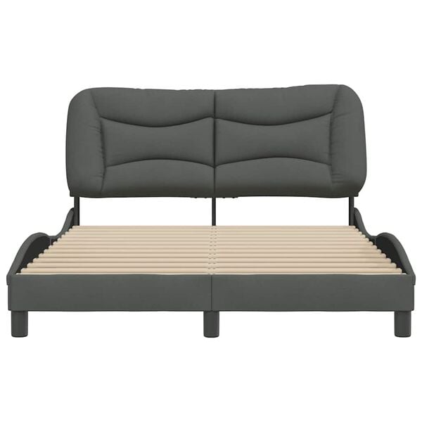 vidaXL Bedframe zonder matras "Hvar" stof donkergrijs 140x190 cm