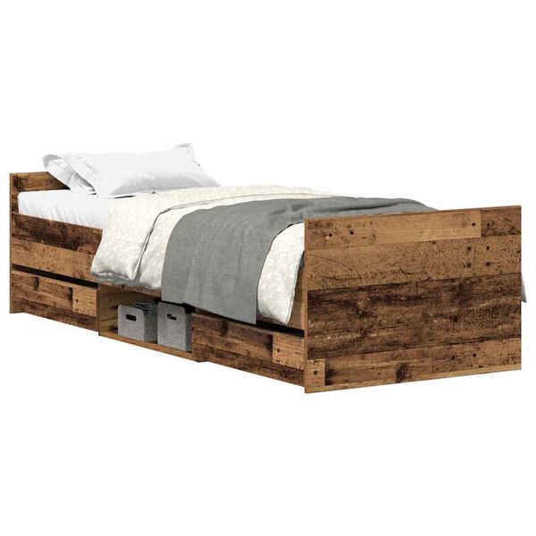 vidaXL Bedframe zonder matras 100x200 cm bewerkt hout oud hout
